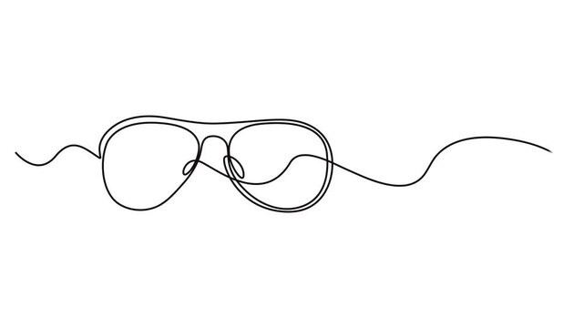continuous one line drawing of glasses. vector illustration, Animated self drawing of single continuous line draw. Glasses drawn with one continuous line. Minimalist line of glasses. Animation on.