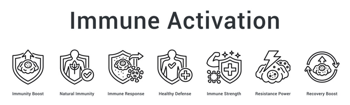 Immune activation banner web icon enhances natural immunity through boosting response mechanisms and recovery acceleration.
