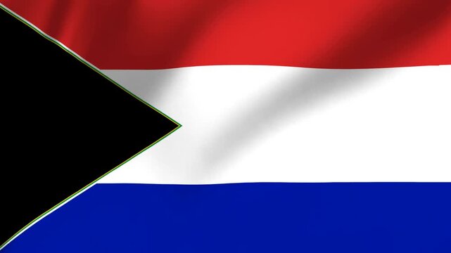 The flag of the Republic of the Netherlands with a black triangle on the left  national symbol of Holland  Dutch national pride