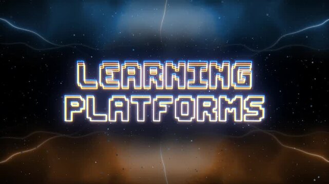 Learning Platforms Neon text with retro style