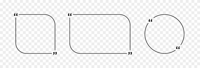 Obraz premium Set of black quote box frames for quotes or text. Black quote box PNG. Empty template for text or quote. Information field.