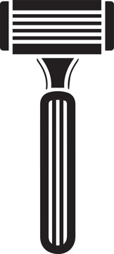 Black and white of a manual razor with a multi-blade cartridge head and a textured vertical grip handle, isolated on a white background
