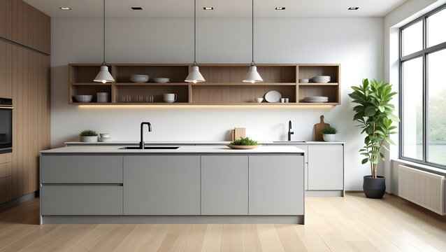 Modern kitchen interior with sleek contemporary design