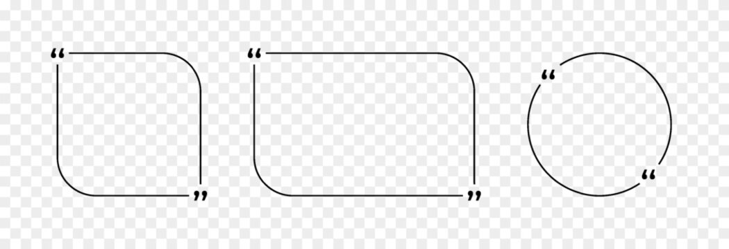 Set of black quote box frames for quotes or text. Black quote box PNG. Empty template for text or quote. Information field.