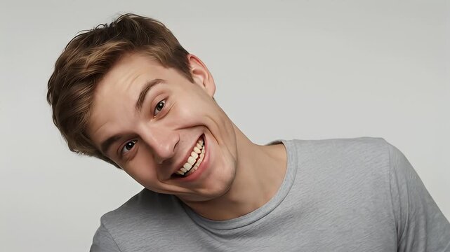 Young man making funny faces.