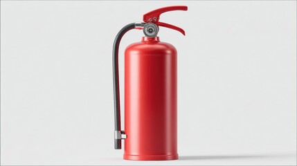 Fototapeta premium A hyperrealistic fire extinguisher icon features a bright red cylinder and nozzle on a clear white background.