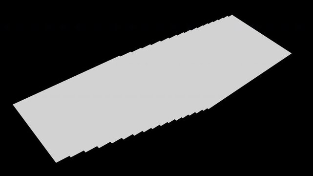 Stack of millimeter grid paper sheets slides in from the left and spreads into an overlapping row. Seamless loop in 4K with alpha channel, ideal for technical, education and design visuals.