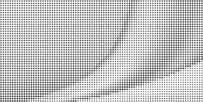 Black Plus Sign Halftone Pattern with Subtle Wave Formations, Abstract Plus Halftone Wave Pattern White Background
