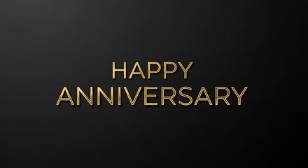 Fototapeta premium Elegant Gold Happy Anniversary Text on Black Background