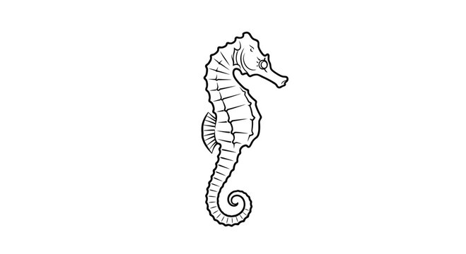 Detailed Line Art Illustration of a Seahorse.