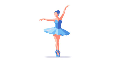 Elegant Ballerina Dancing in Blue Tutu, Graceful Ballet Performance, White Background © Kali