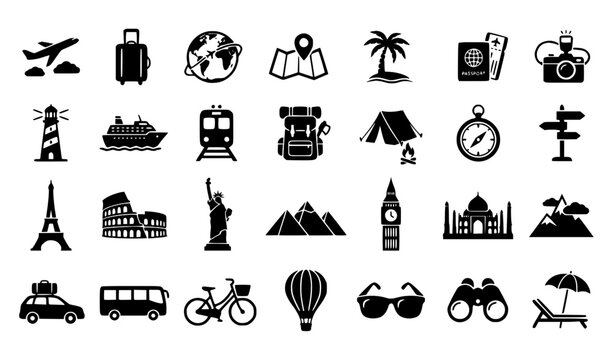 Vector set of Icons related to Travel and Tourism.