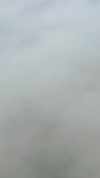 Thick fog envelops the countryside, creating a soft, muted atmosphere over the rural fields of Loiret, France.