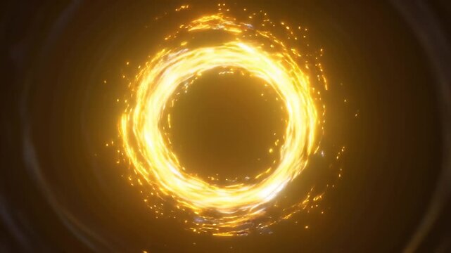 A bright yellow ring of light glows intensely against a dark background in a technology demonstration.