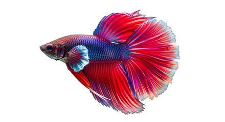 Fototapeta premium A vibrant betta fish swims against a dark background