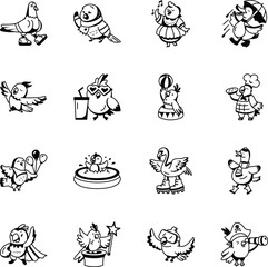 Fototapeta premium Collection of Birds Glyph Style Icons 