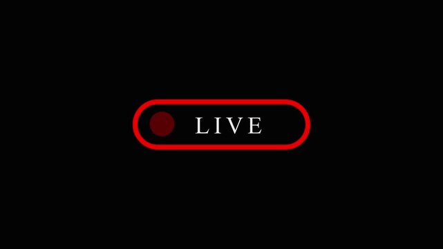 Animation of live button with , 4k simple live streaming icon animation, transparent background live streaming and broadcasting in 4k with alpha channel.