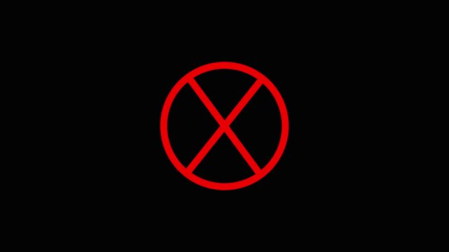 Cross mark animated symbol for denial response and cancel option