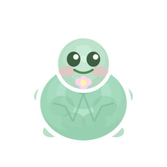 Fototapeta premium Cute Green Cartoon Turtle Icon with a Happy Smile and Blush 
