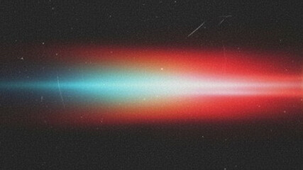 Abstract light leak overlay with a horizontal lens flare effect, featuring a vibrant gradient of blue and red colors against a dark, textured grainy background © Hridoy