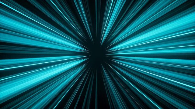 Abstract blue light tunnel with radial lines moving at high speed
