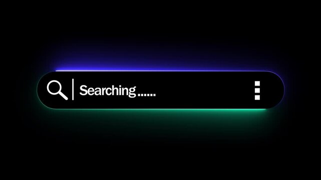 Search engine optimization concept on the black background. Motion graphics of with search bar for data search on Black Background and features 4k Animation