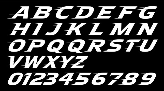 Futuristic Speed Font with Motion Effect and Numbers