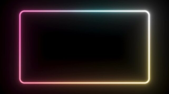 Slightly rounded rectangle glowing frame with animated light moving around the border. 3D loop animation. Seamless loop in 4K at 60fps with alpha channel, ideal for titles, UI and overlays.