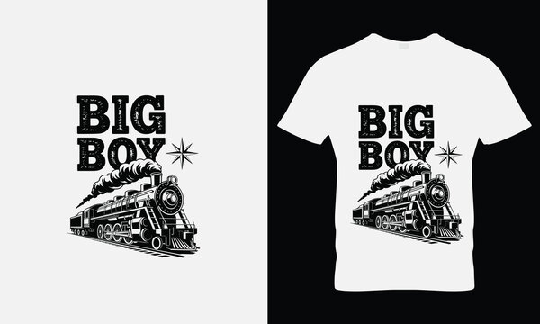 Big boy steam locomotive train t shirt engine railroad