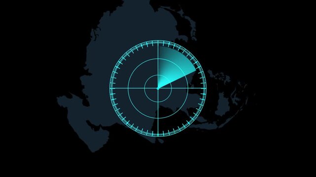 Rader radar icon, Animated radar icon animation on map background.