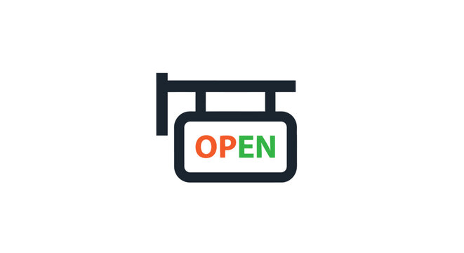 Open Sign Board Indicator Symbol.