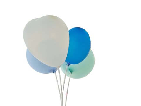 Colorful Pastel Balloon Bouquet on White Background