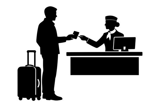 Airport Check-in Counter Procedure Illustration
空港カウンターでのチェックイン手続きイラスト