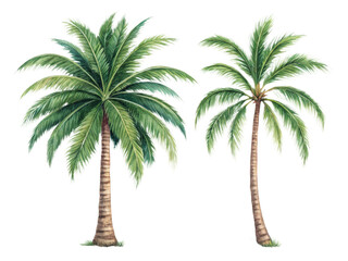 Obraz premium Two palm trees stand tall against a black background
