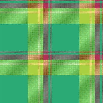 Checkered pattern texture background, smooth fabric vector seamless. Christmas card textile plaid check tartan in mint and green colors.
