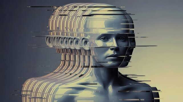 Dissolving blue and gray human layers &ndash; Perfect for deteriorating identity, multiplicity, or abstract art.