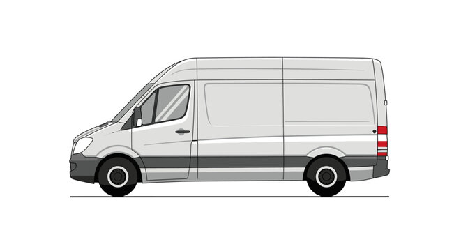 White cargo van side view illustration