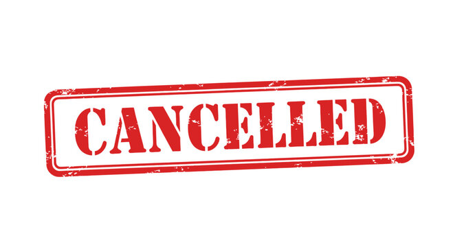 Cancelled Stamp - Red Grunge Rubber Stamp on White Background