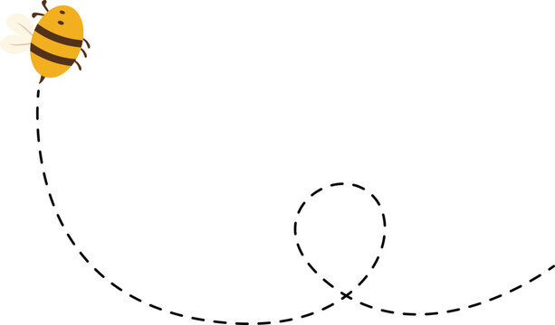 Flying bee with dashed line illustration