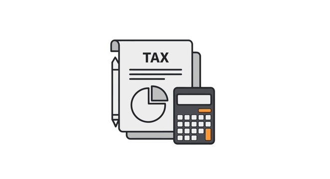 Tax document with calculator icon.