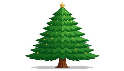 Obraz premium Festive Christmas Tree Illustration with Ornaments and Star.