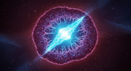 Abstract illustration of a glowing energy field in deep space vibrant colors