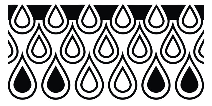 Black and white teardrop pattern on white background
