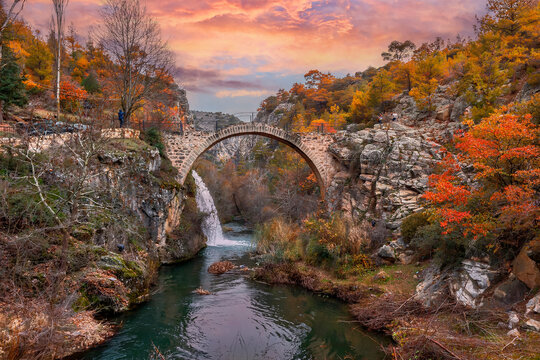 Clandras Bridge view in Usak Province of Turkey