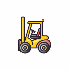 Naklejka premium A vibrant, cartoon-style depiction of a yellow forklift truck with red and black details