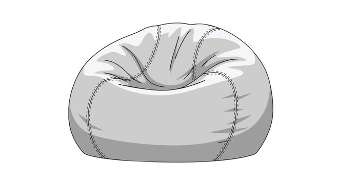 Minimalist Illustration of a Comfortable Grey Bean Bag Chair