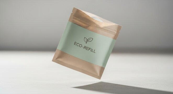 Sustainable Eco-Refill Pouch Brown Paper Packaging for Zero Waste Lifestyle  Green Living Reducing Carbon Footprint with Environmentally Conscious Refills (Makna dalam kemasan isi ulang)