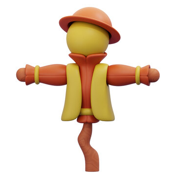 Scarecrow strawman 3D cartoon