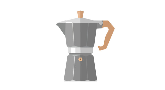 Minimalist Flat Vector Illustration of a Classic Moka Pot Coffee Maker