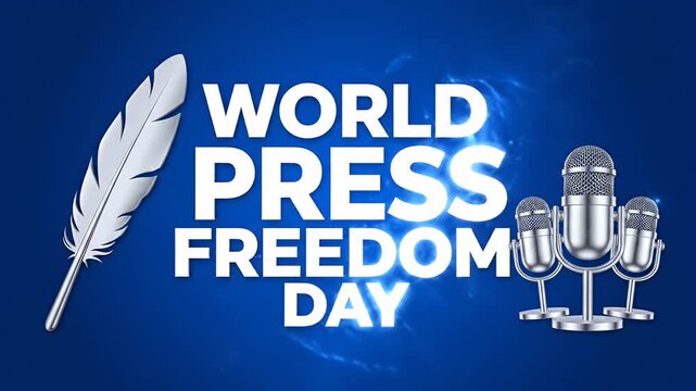 World press freedom day celebrated with feather quill and microphones